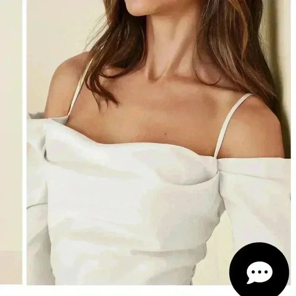 Venus Cowl Neck mini Dress off white silky straps long sleeves lined sz 8 hoco - Picture 3 of 11